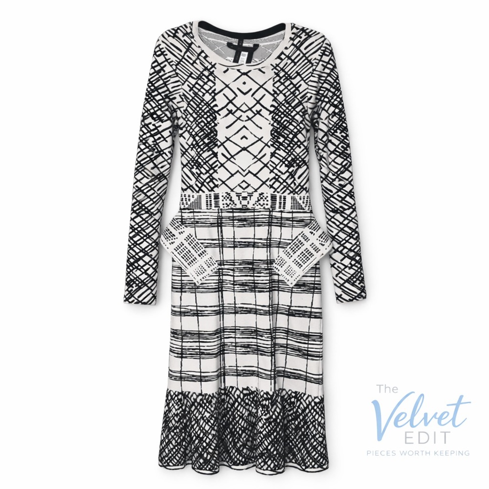 BCBGMaxAzria Monochrome Long Sleeve Dress